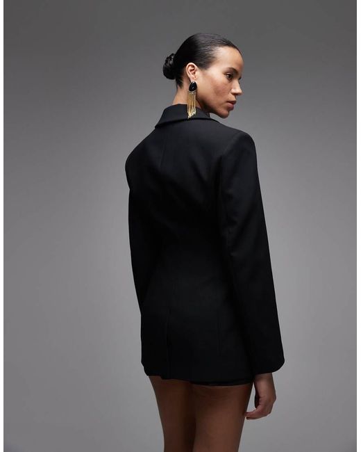 ASOS Black Double Breasted Cinch Blazer
