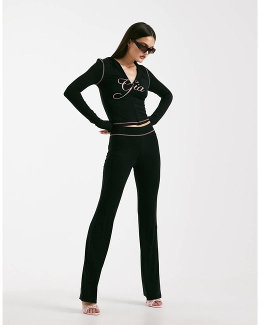 I.AM.GIA Black Blare Logo Back Print Contrast Stitch Track Pants