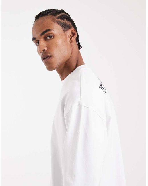 ASOS White Circular Design Collection Super Heavyweight Oversized Long Sleeve T-shirt With Venture Studios Graphic for men