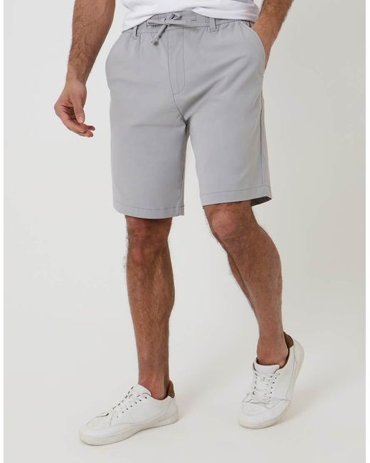 Threadbare White Elasticated Waist Stretch Chino Shorts for men