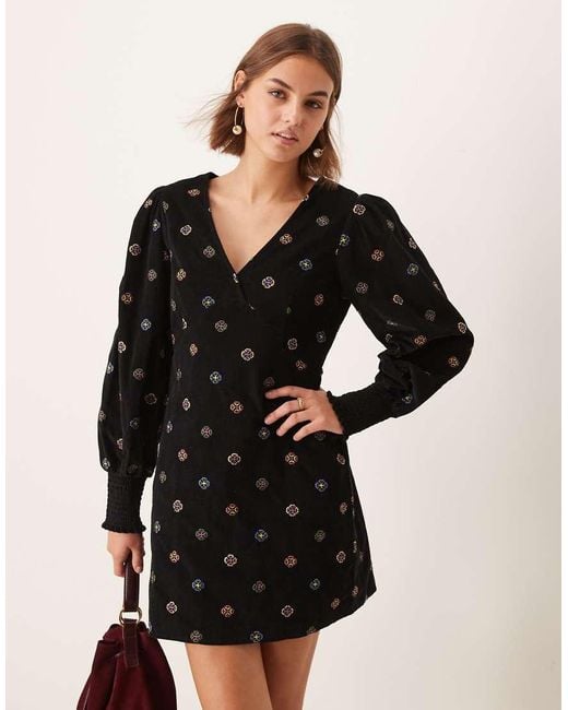 Nobody's Child Black Embroidered Cord Mini Dress