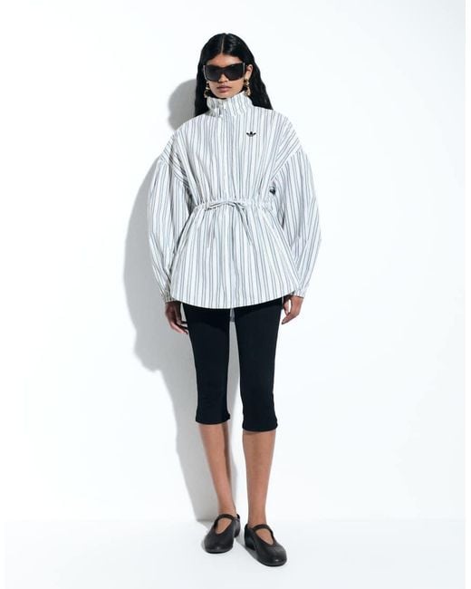 adidas Originals x ASOS Blue Funnel Neck Shirt With Volume Sleeves