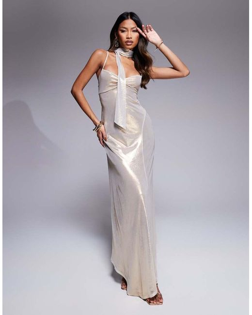 white mesh dress asos ASOS Design - One-Shoulder Sheer Panel Maxi Dress - Women - Polyester/Spandex - L