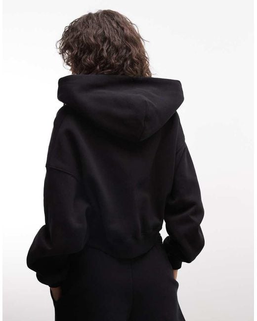 Nike Black Studio Fleece Mid-Weight Zip-Through Oversized Cropped Sweat