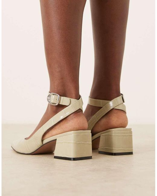 ASOS Natural Sienna Mid Block Heel Shoes
