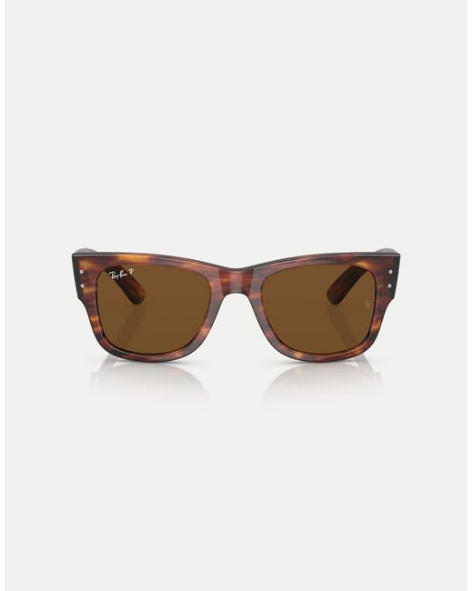 Ray-Ban Brown Mega Wayfarer Square Polarised Sunglasses With Lens