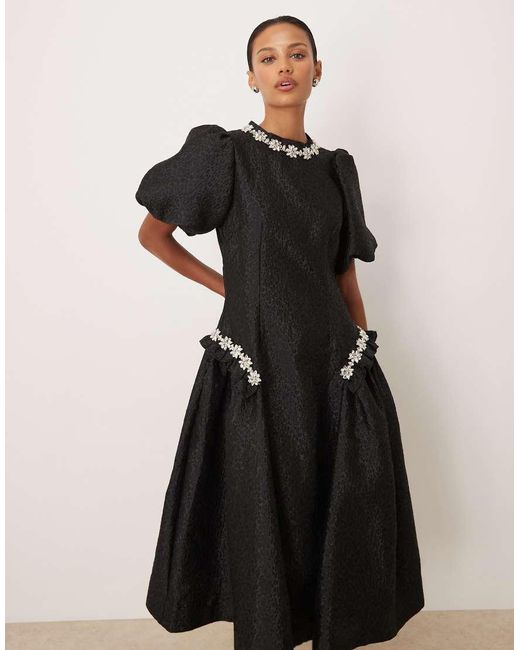 Sister Jane Black Dream Viola Jacquard Midi Dress