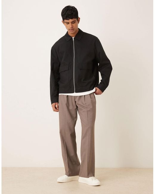 ASOS Black Oversized Harrington Jacket for men