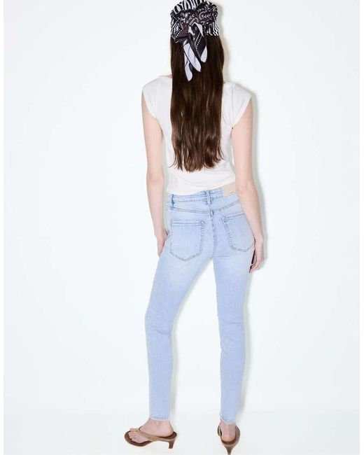 Stradivarius Blue D07 High-Waist Skinny Jeans
