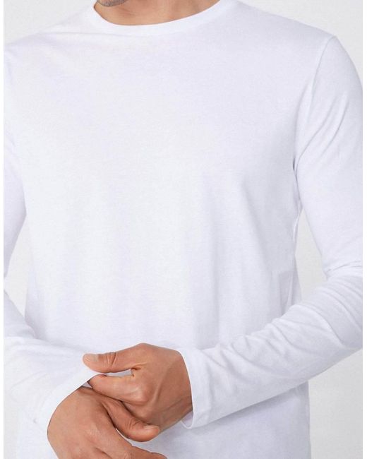 Tezenis White 100% Cotton Long Sleeve Round Neck Top for men
