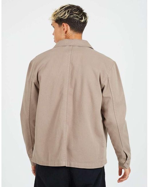 Brave Soul Natural Button-Through Cotton Shacket for men