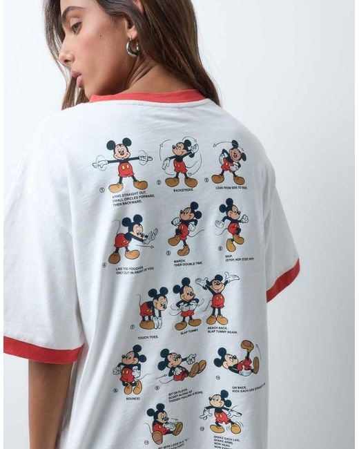 ASOS White Disney Oversized Slub Ringer T-shirt With Mickey Mouse Print