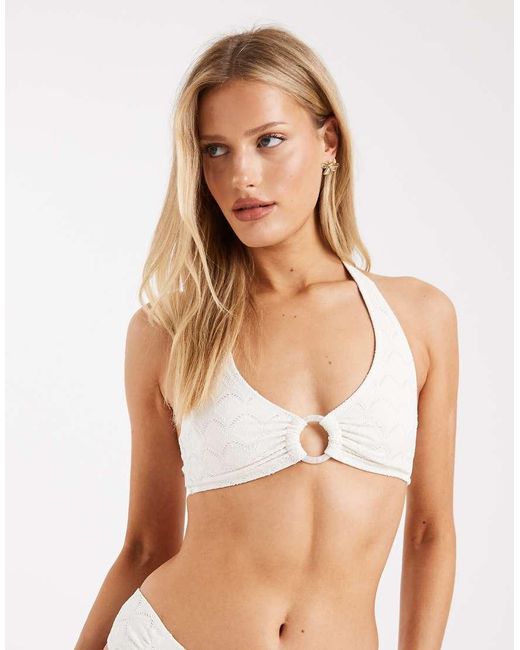 Lindex White Eyelet Halterneck Bikini Top
