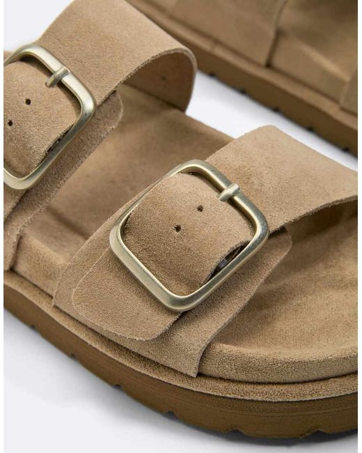Oysho White Platform Buckle Sandals