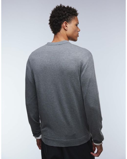 Only & Sons Gray Half Zip Soft Knit Polo for men