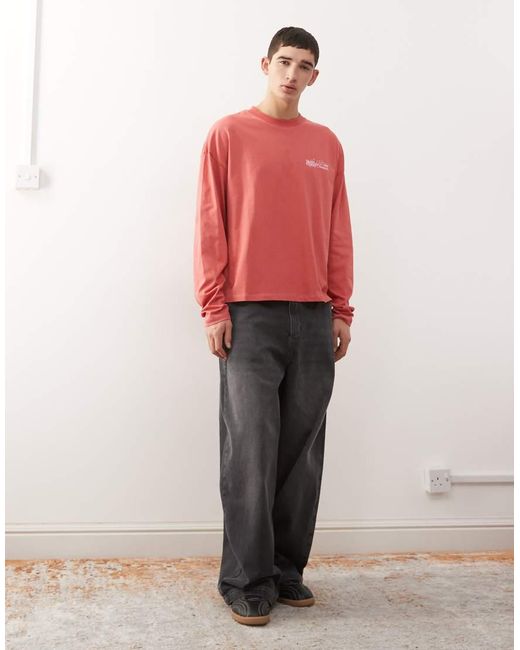 Collusion T-Shirt Met Lange Mouwen En Grafische Print in het Red voor heren