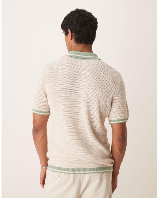 ASOS Natural Boxy Polo With Tipping for men