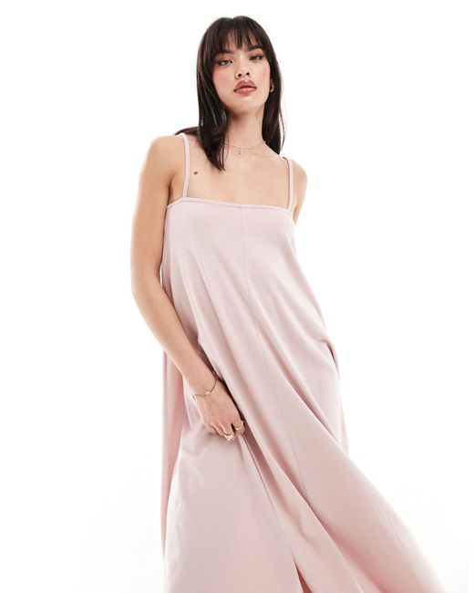 ASOS Pink Trapeze Midi Cami Dress