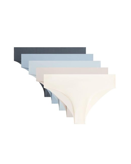 Oysho Blue 5 Laser-Cut Polyamide Blend Brazilian Briefs