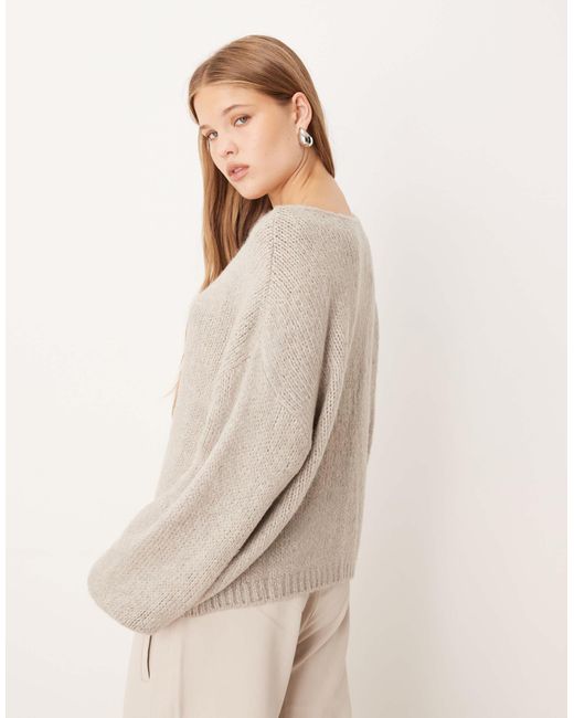 Pull oversize réversible en maille - gris pierre Jdy en coloris Natural