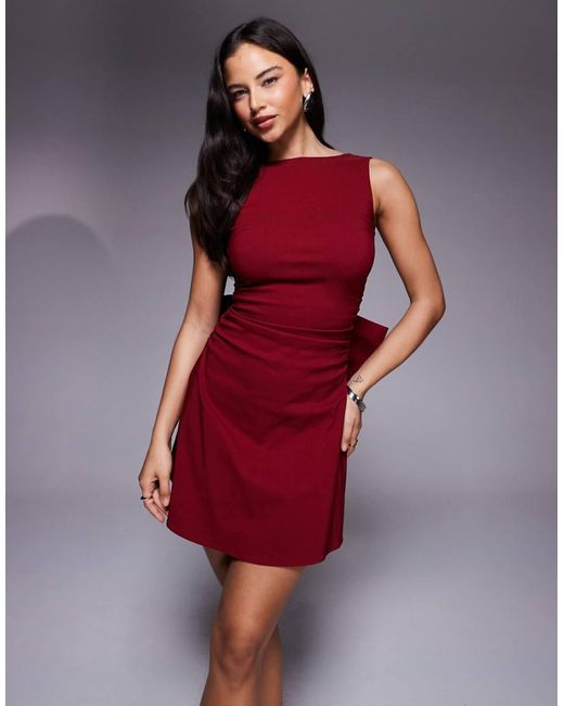 TFNC London Bengaline Structured Low Back Bow Detail Mini Dress