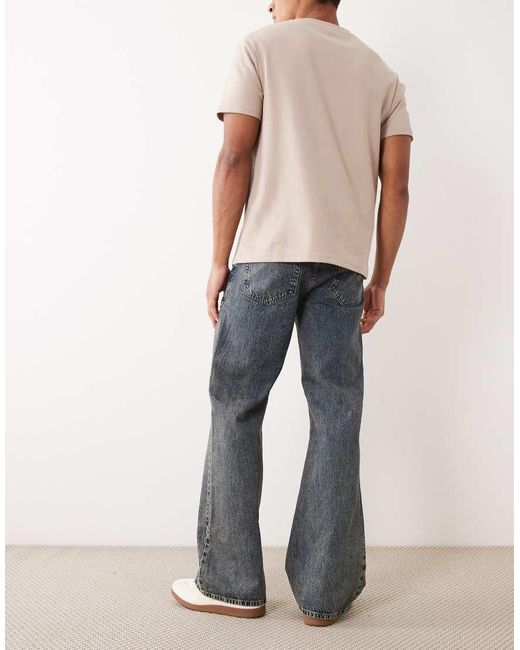ASOS Blue Wide Leg Flare Jeans for men