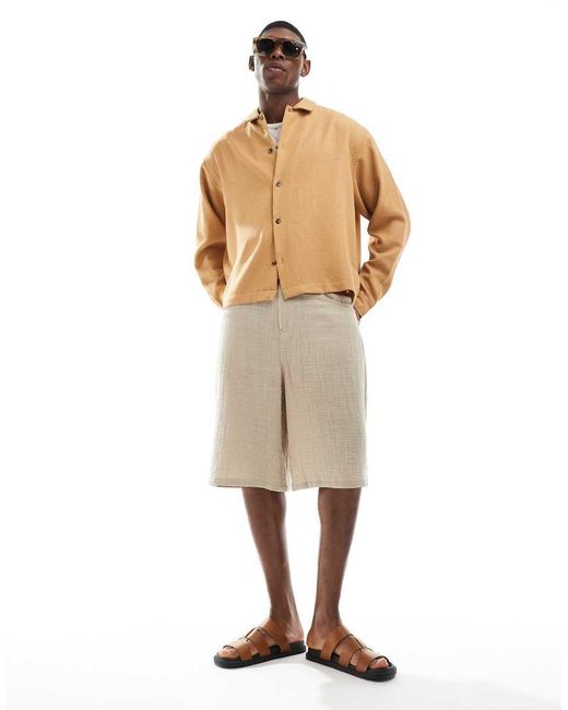 Camisa Beis Extragrande Texturizada De -Neutro ASOS de hombre de color Natural