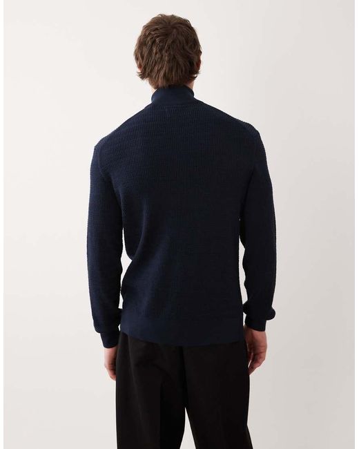 Gant Blue 1/4 Zip Textured Jumper for men
