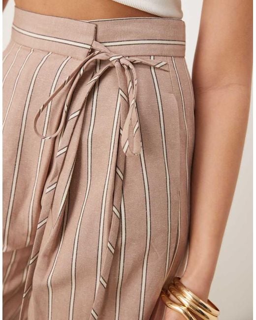 Pantaloni Sartoriali Color Visone A Righe di ASOS in Natural