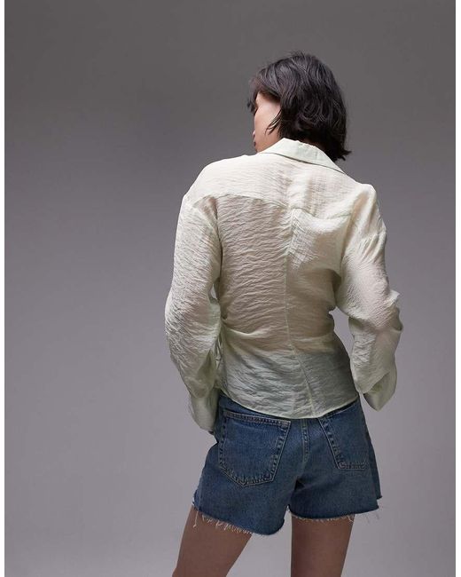 Camicia Salvia A Portafoglio Con Allacciatura Laterale di Mango in Gray