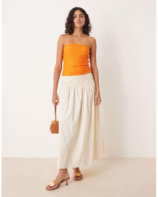 ASOS Orange Crochet Semi Sheer Longline Bandeau Top