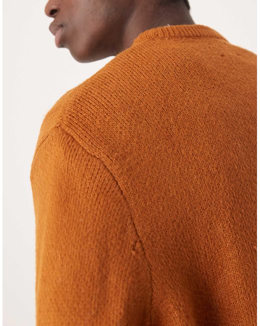 ASOS – angerauter oversize-strickpullover in Brown für Herren