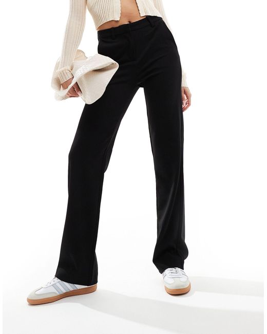 Vero Moda Black Straight Leg Jersey Pants With Belt Loops