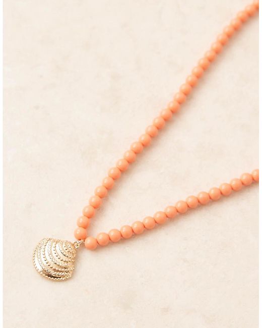 Collana Corta Con Pietre Colorate E Pendente A Forma Di Conchiglia di ASOS in Brown