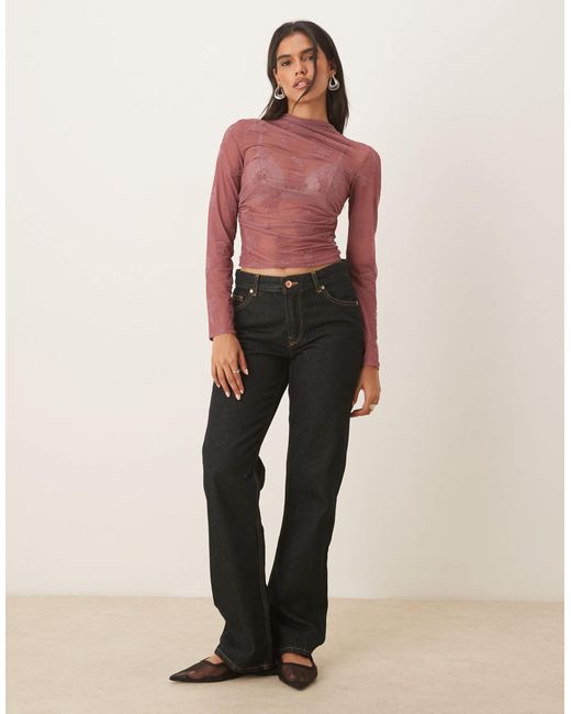 ASOS Red – hochgeschlossenes, langärmliges oberteil aus beflocktem material