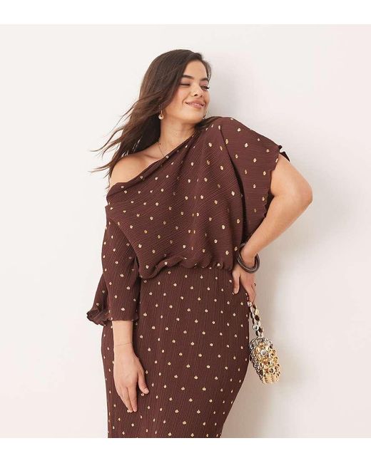 Never Fully Dressed Brown Tilly Off Shoulder Plisse Maxi Dress