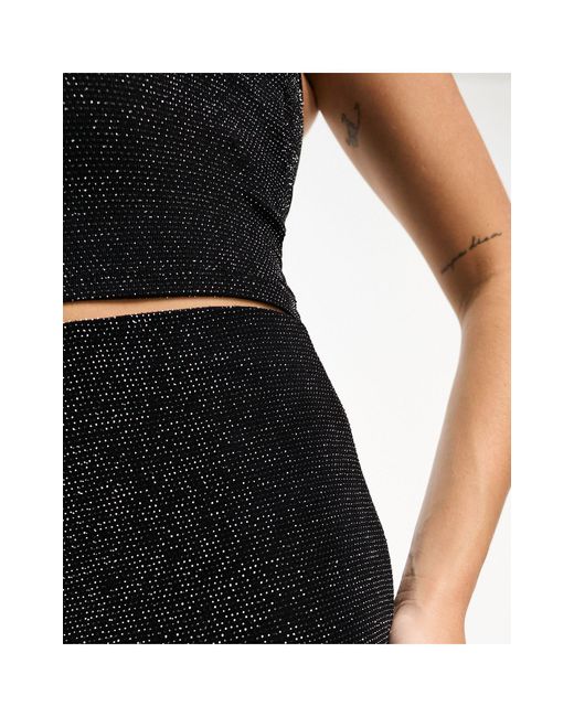 Pull&Bear Black Glitter Slinky Maxi Skirt Co-ord