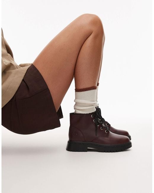 Timberland Brown – cambria valley – schnürstiefel aus burgunderem leder