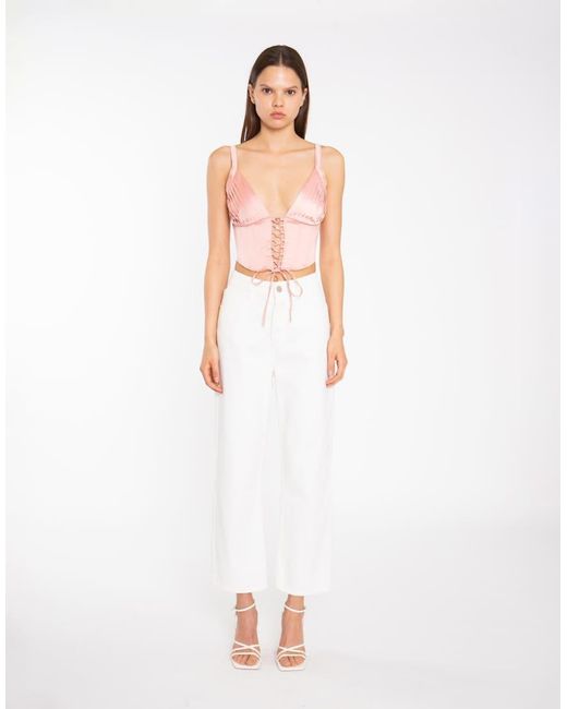 Collective The Label Pink Corset Style Lace Up Top
