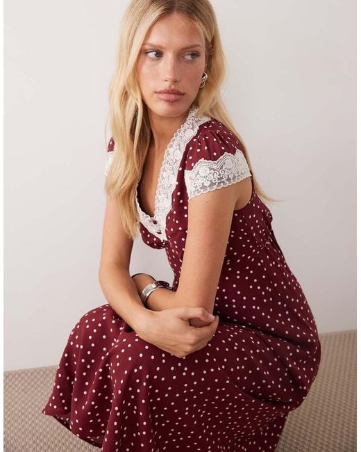 New Look Pink Lace Trim Midi Dress