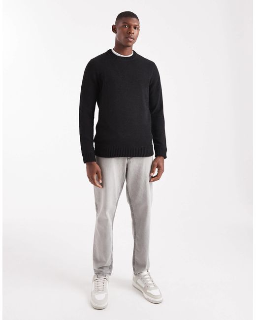 Only & Sons – chenille-pullover in Black für Herren