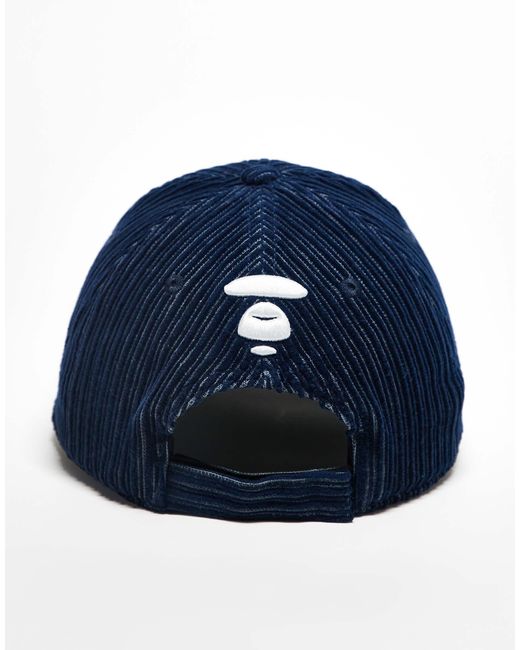 Aape By A Bathing Ape Blue Aape By A Bathing Ape Cord Collegiate Logo Cap for men