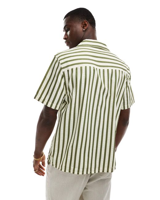 River Island Metallic Seersucker Striped Shirt for men