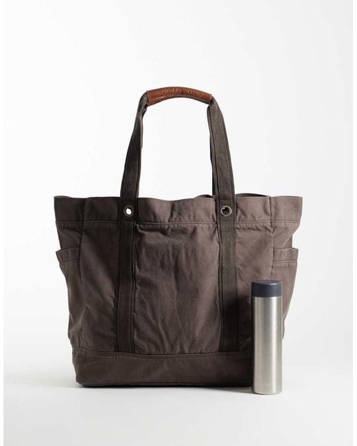 Abercrombie & Fitch Black Oversized Canvas Tote Bag for men