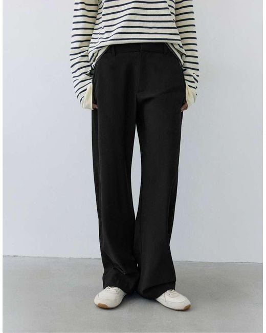 Pull&Bear Gestreepte Nette Broek in het Black
