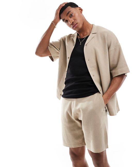 ADPT Natural Co-ord Oversized Knitted Shirt for men