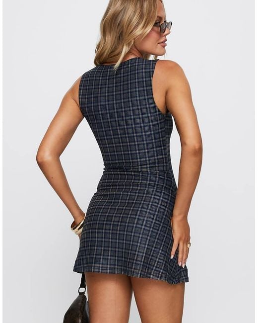 Princess Polly Blue Your Main One Slash Neck Sleeveless Mini Dress