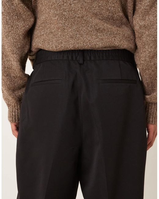 Pantalon à pinces ample et élégant avec taille semi-élastique ASOS pour homme en coloris Black