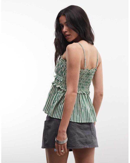 AllSaints Green Kali Ruched Cami Top