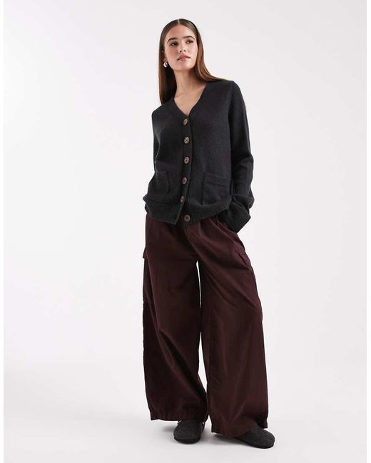 ASOS Black Pocketed Front Boyfriend Cardigan